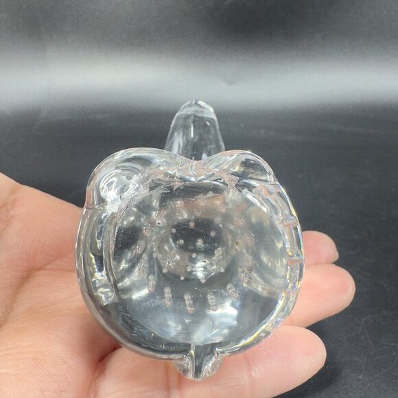 Clear Hound Dog Figurine Paperweight Manganese 365nm Green UV Glow Small Bubbles - Picture 10 of 12